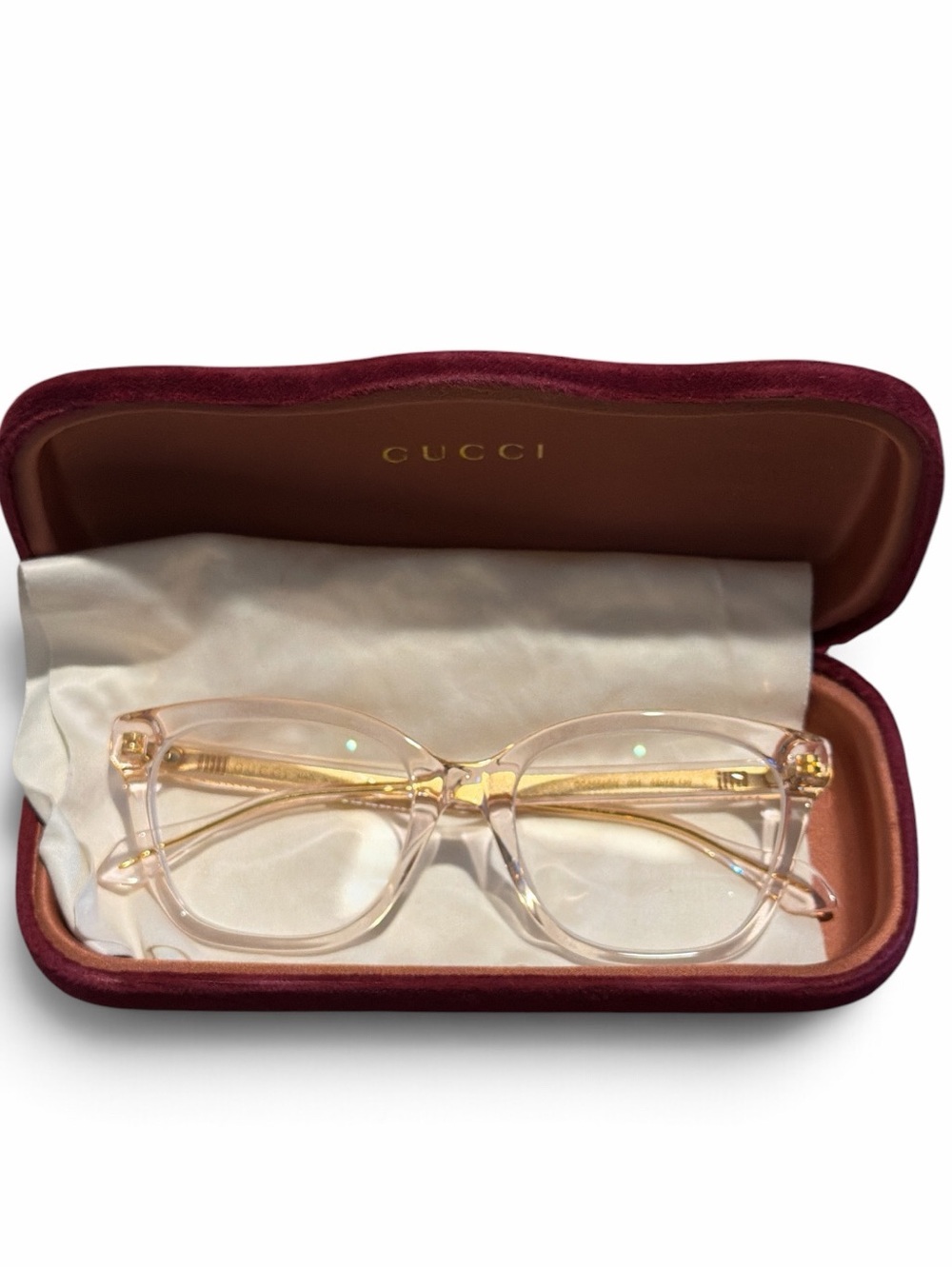 Gucci GG0566ON Blush Pink Gold Cat Eye Eyeglasses Frame,Case,Dust Bag&Lens Cloth